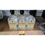 3 off 700ml bottles of Tappers 47% ABV Brightside Coastal London Dry Gin. Individually numbered bot