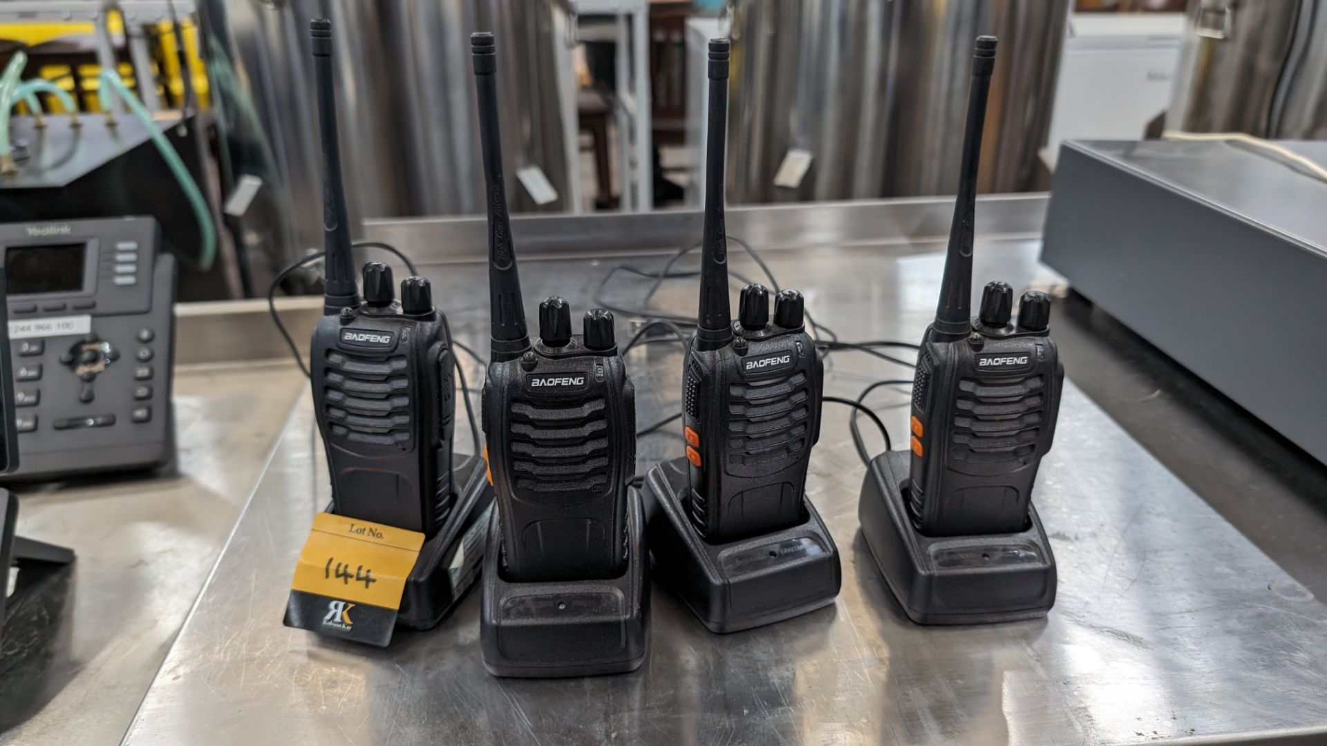 4 off Baofeng walkie-talkies each with their own charging base - Image 3 of 7