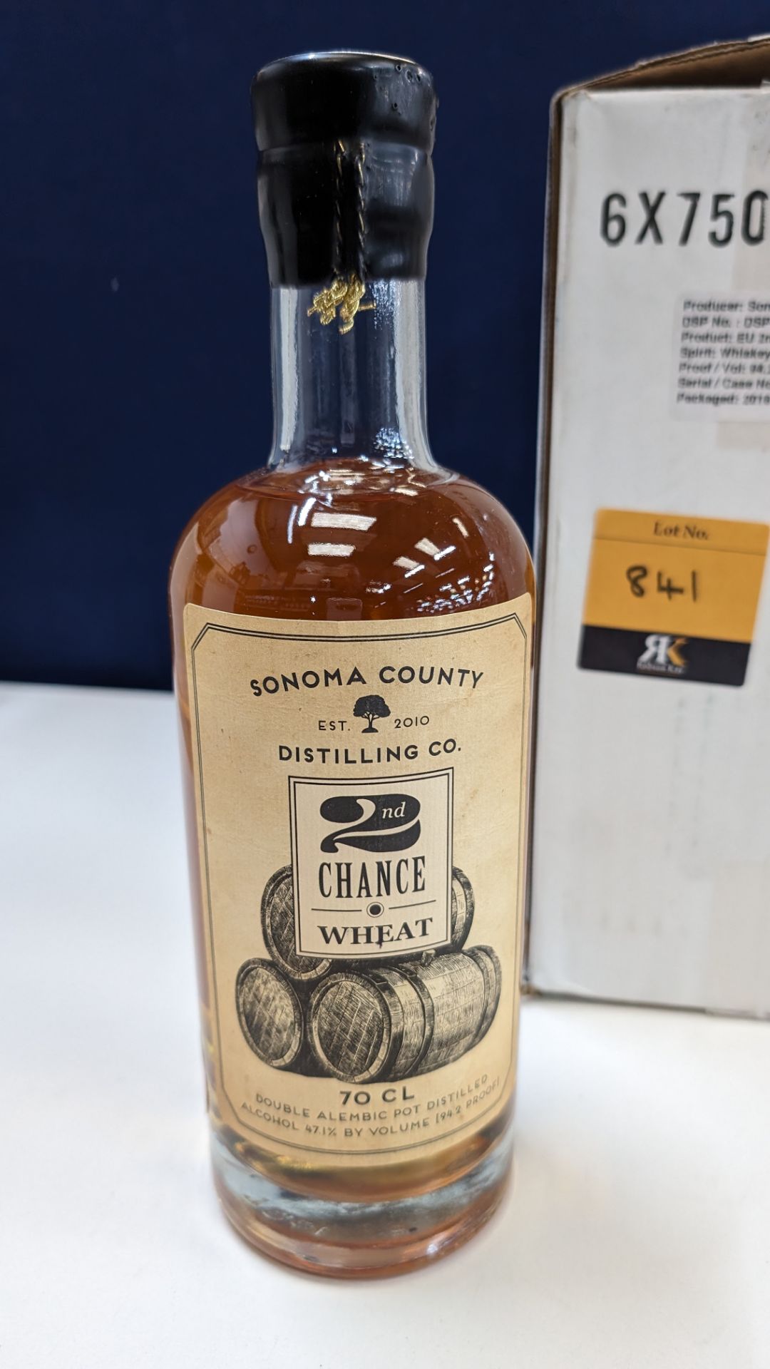 6 off 700ml bottles of Sonoma County 2nd Chance Wheat Double Alembic Pot Distilled Whiskey. In white - Image 3 of 8