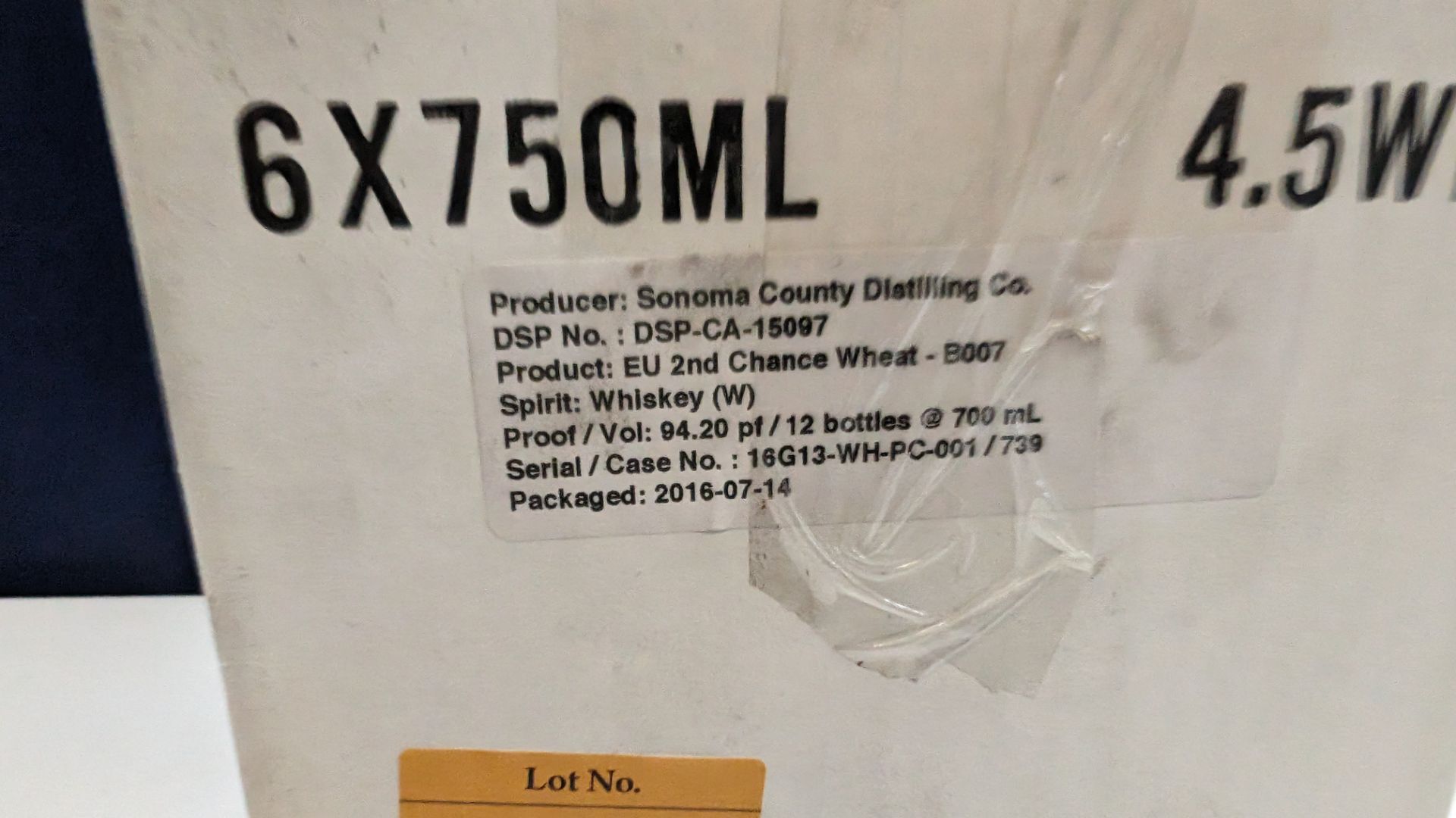 6 off 700ml bottles of Sonoma County 2nd Chance Wheat Double Alembic Pot Distilled Whiskey. In white - Bild 7 aus 8