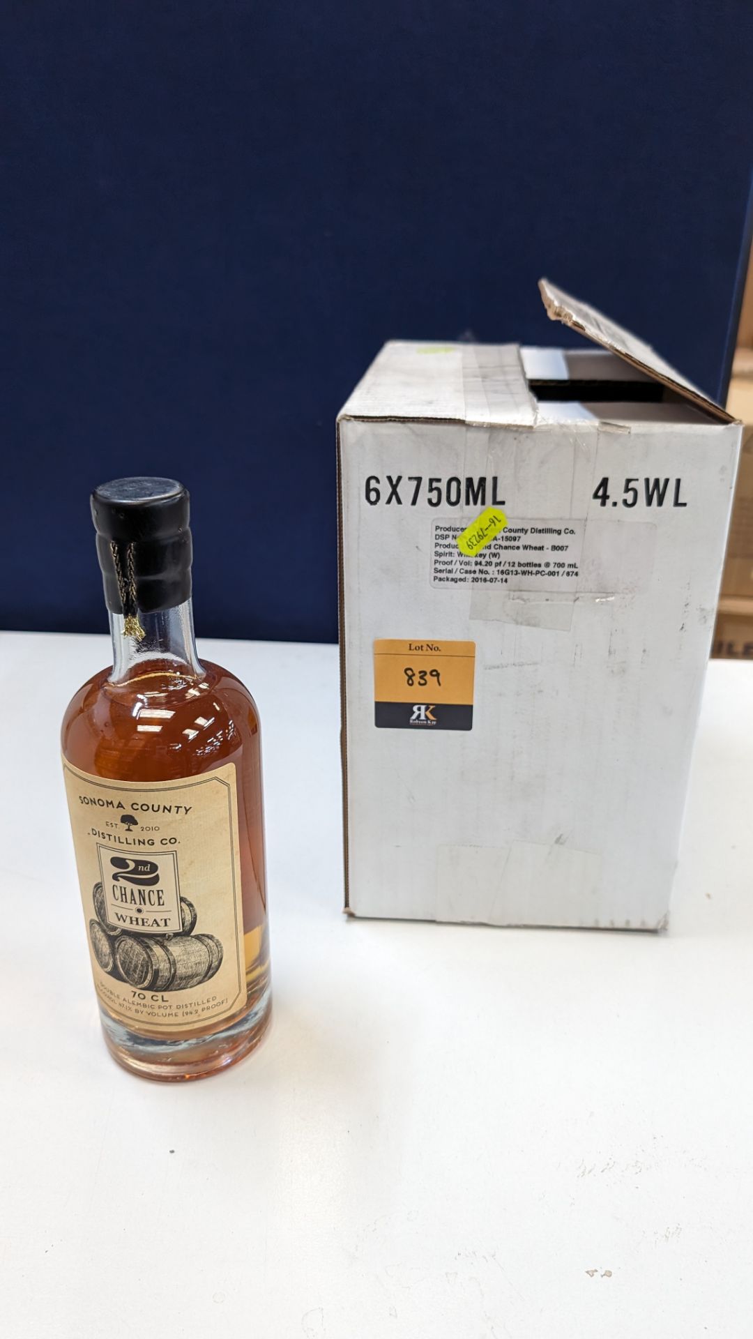 6 off 700ml bottles of Sonoma County 2nd Chance Wheat Double Alembic Pot Distilled Whiskey. In white - Image 2 of 10