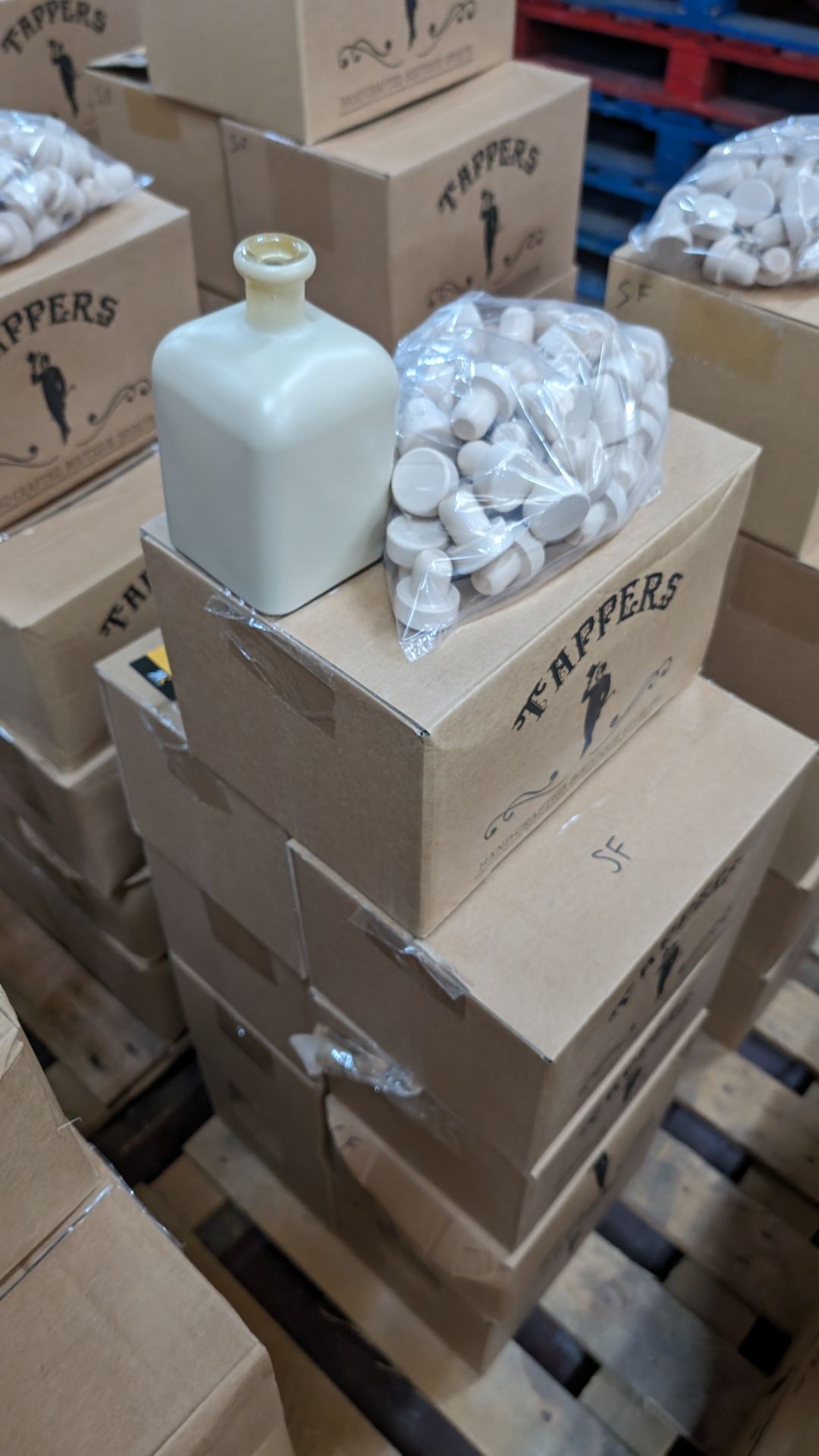 54 off 50cl/500ml professionally painted cream glass bottles, each including a stopper. The bottles
