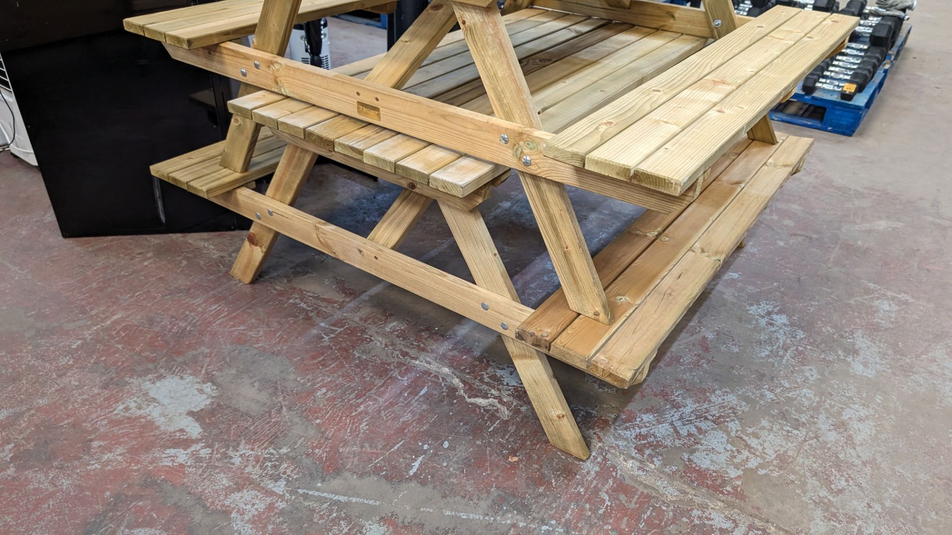 2 off Rowlinson wooden picnic benches, each with max dimensions including the seating sections of ap - Image 4 of 6