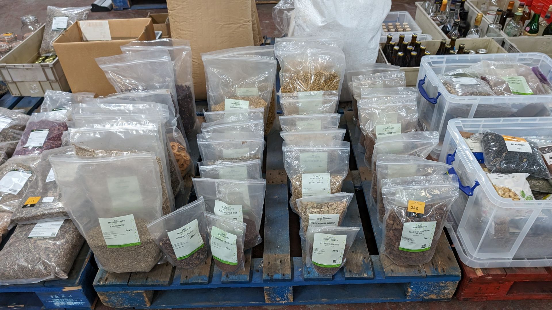 The contents of a pallet of assorted aromats, herbs and spices. NB: Please note many of these item