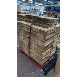 The contents of a pallet of flatpack cardboard boxes in 4 stacks. Each box when assembled incorpora