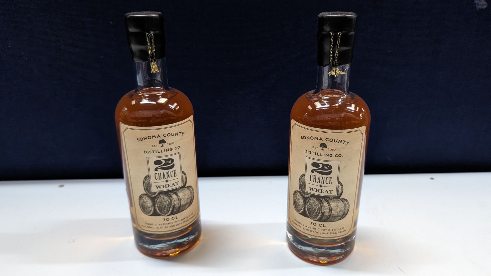 2 off 700ml bottles of Sonoma County 2nd Chance Wheat Double Alembic Pot Distilled Whiskey. 47.1% a