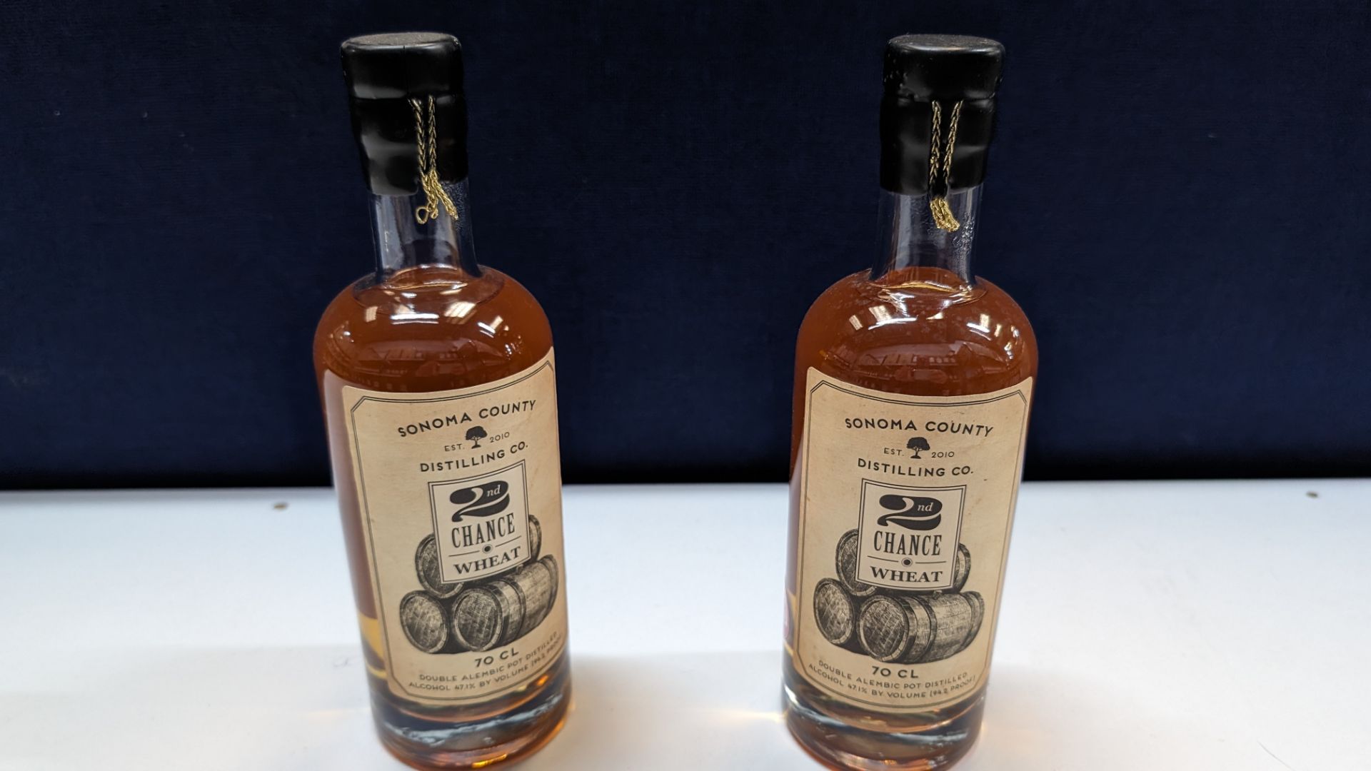 2 off 700ml bottles of Sonoma County 2nd Chance Wheat Double Alembic Pot Distilled Whiskey. 47.1% a