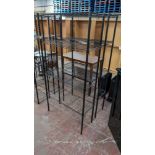 2 off black metal bolt free bolt free wire racks each with four shelves, each measuring approximatel