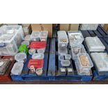 The contents of a pallet of assorted aromats and other dried ingredients, including the tubs/crates