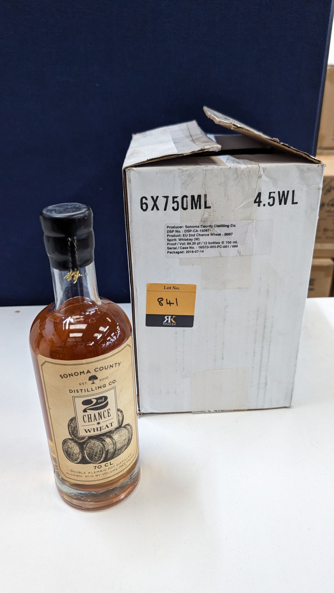 6 off 700ml bottles of Sonoma County 2nd Chance Wheat Double Alembic Pot Distilled Whiskey. In white - Image 2 of 8