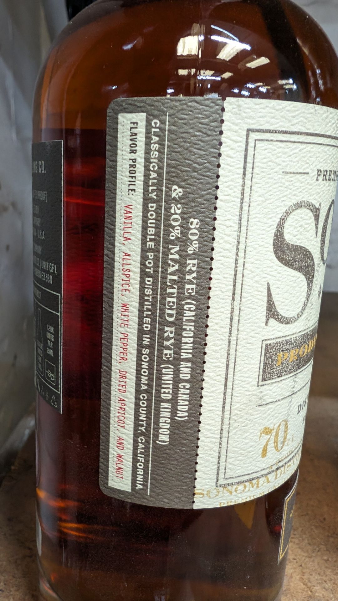 1 off 700ml bottle of Sonoma Rye Whiskey. 46.5% alc/vol (93 proof). Distilled and bottled in Sonom - Image 7 of 8