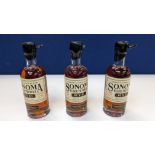 3 off 375ml bottles of Sonoma Black Truffle Rye Whiskey. 50% alc/vol (100 proof). Straight rye whi