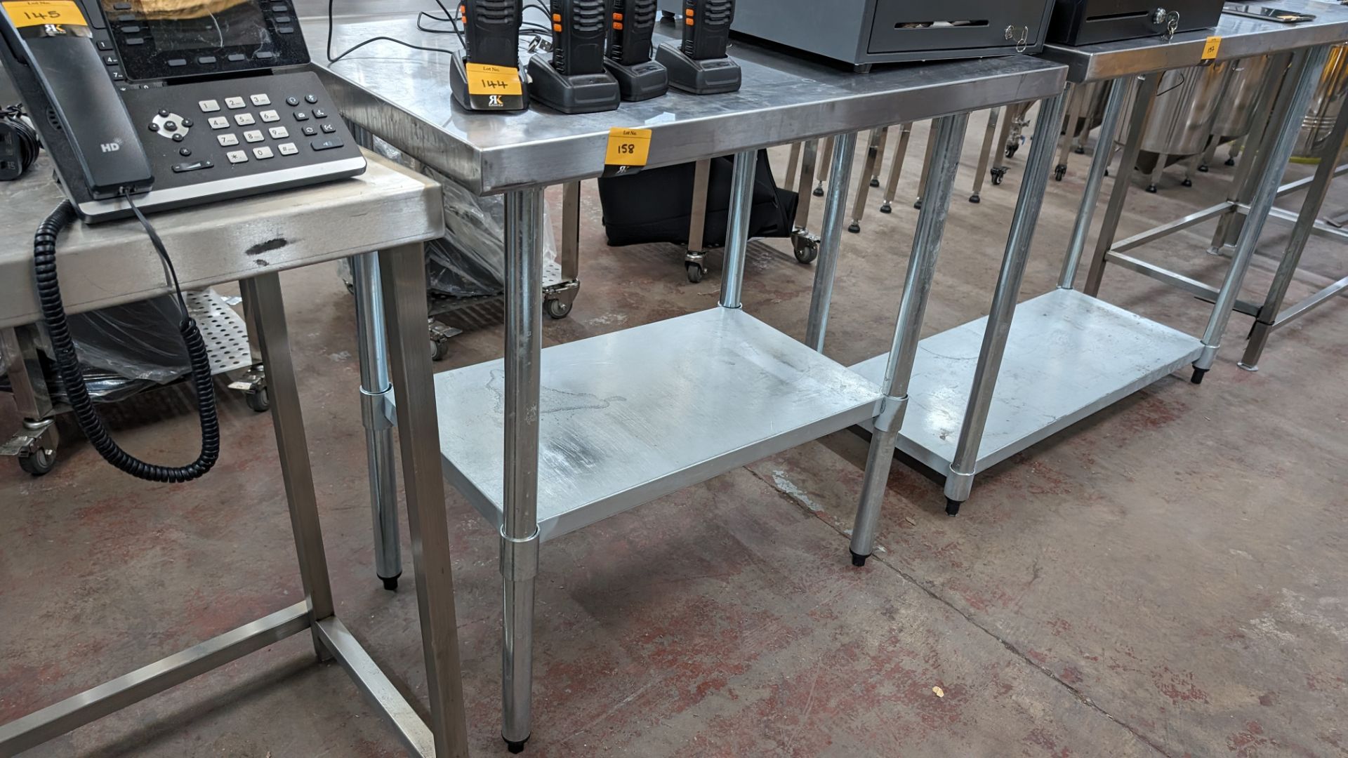 Stainless steel twin tier table with upstand at rear, max dimensions: 940mm x 610mm x 915mm - Image 3 of 3
