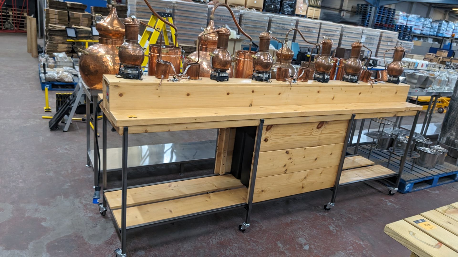 6 off small stills plus mobile bench. This lot comprises a custom made mobile bench with a metal fr - Image 3 of 18