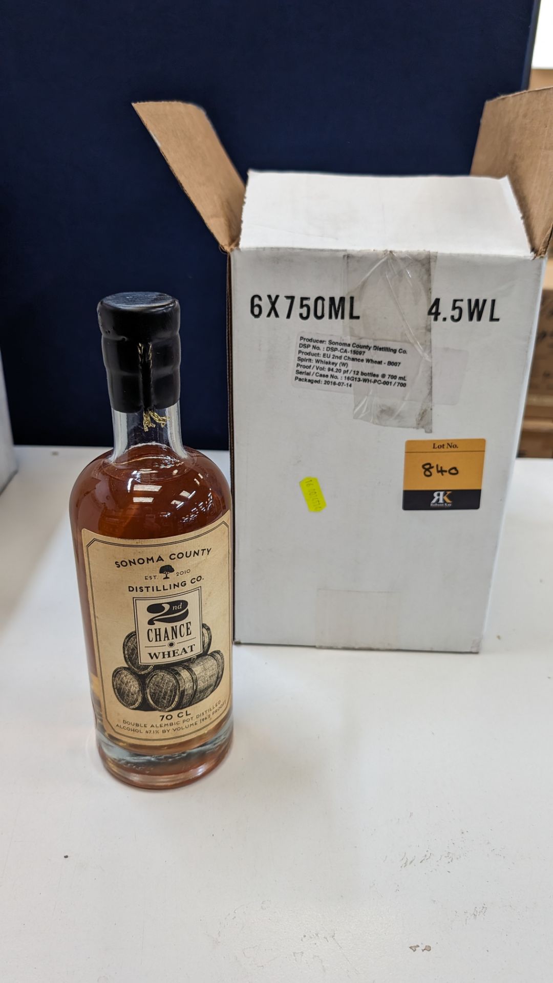 6 off 700ml bottles of Sonoma County 2nd Chance Wheat Double Alembic Pot Distilled Whiskey. In white - Image 2 of 10