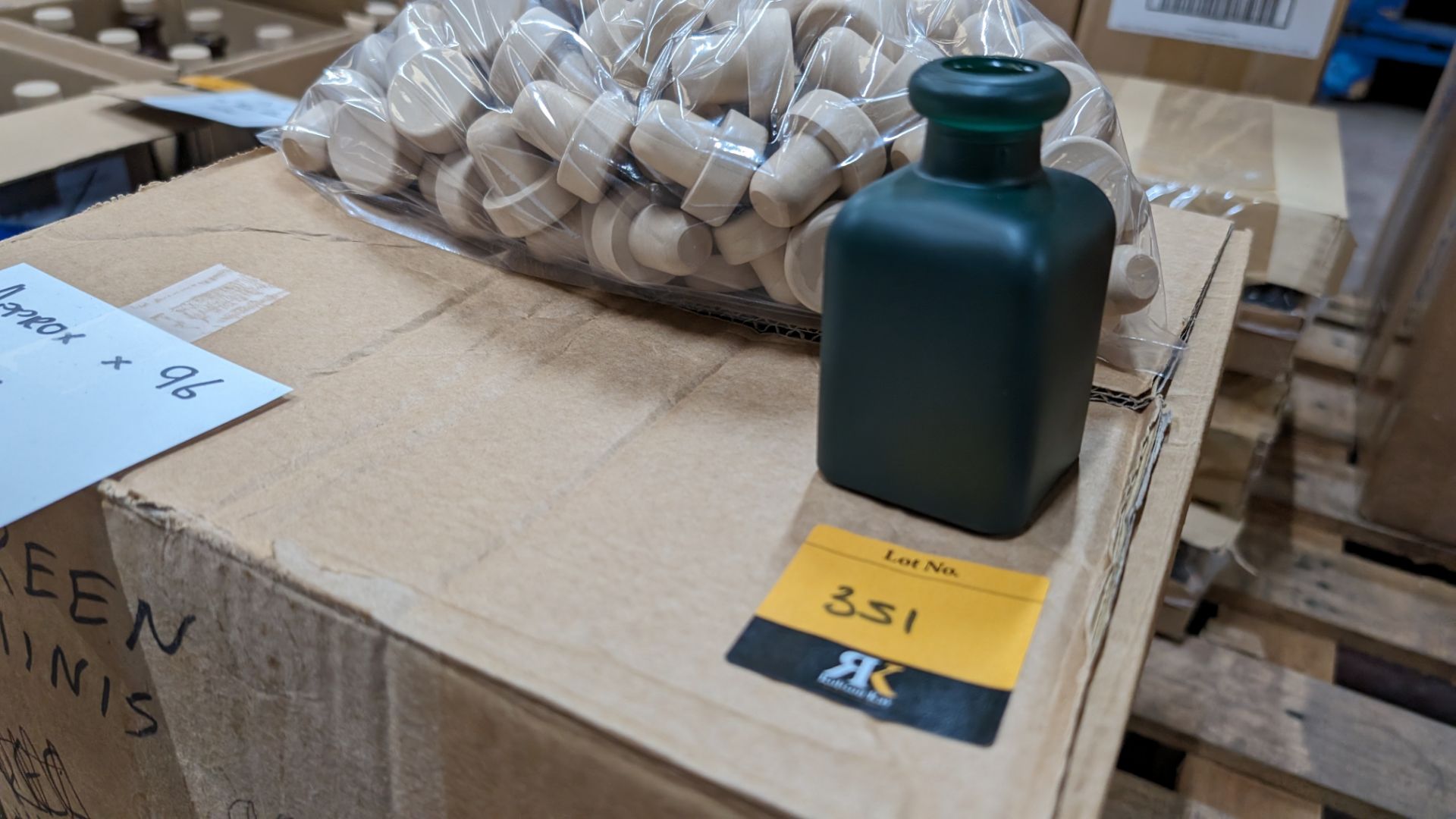 Approximately 96 off 10cl/100ml professionally painted green bottles, each including a matching stop - Image 4 of 4