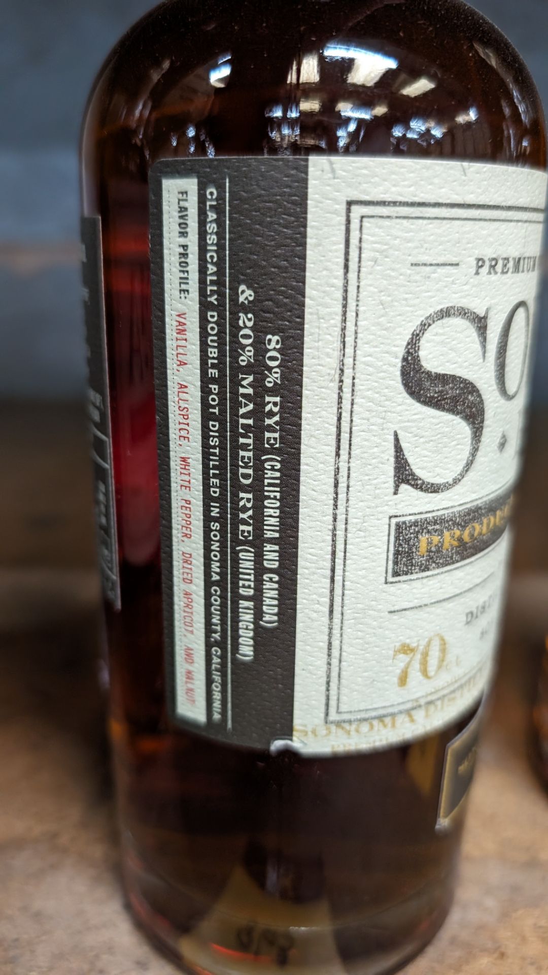 1 off 700ml bottle of Sonoma Rye Whiskey. 46.5% alc/vol (93 proof). Distilled and bottled in Sonom - Image 3 of 5