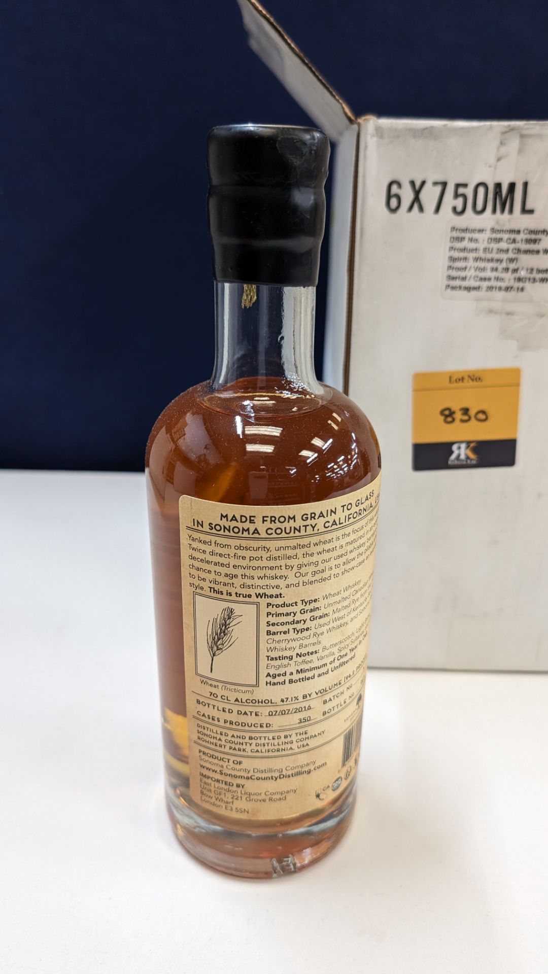 6 off 700ml bottles of Sonoma County 2nd Chance Wheat Double Alembic Pot Distilled Whiskey. In white - Image 4 of 8