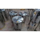 3 off SS Brewtech stainless steel static conical fermenters, each of which includes a digital displa