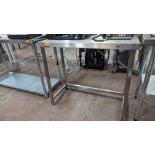 Stainless steel table with upstand at rear, max dimensions: 870mm x 535mm x 970mm
