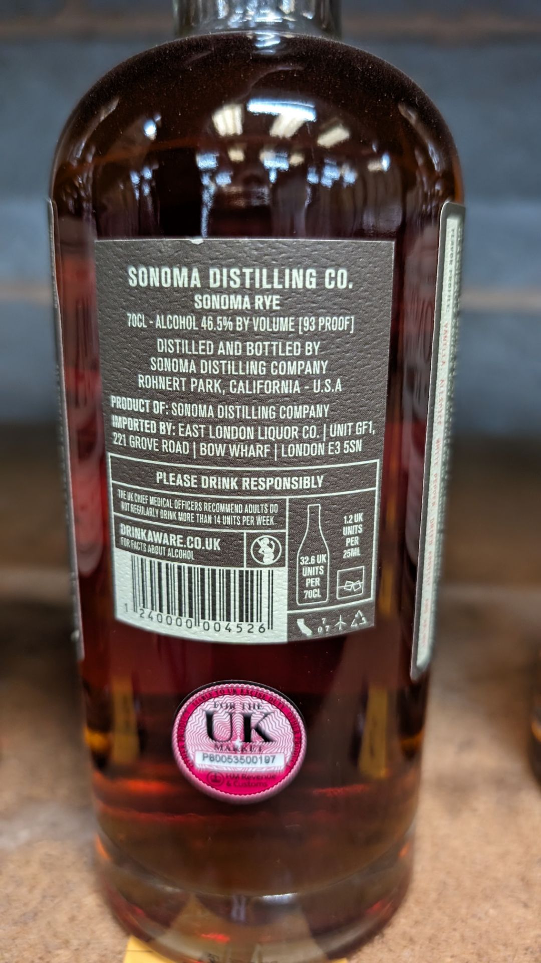 1 off 700ml bottle of Sonoma Rye Whiskey. 46.5% alc/vol (93 proof). Distilled and bottled in Sonom - Image 4 of 5