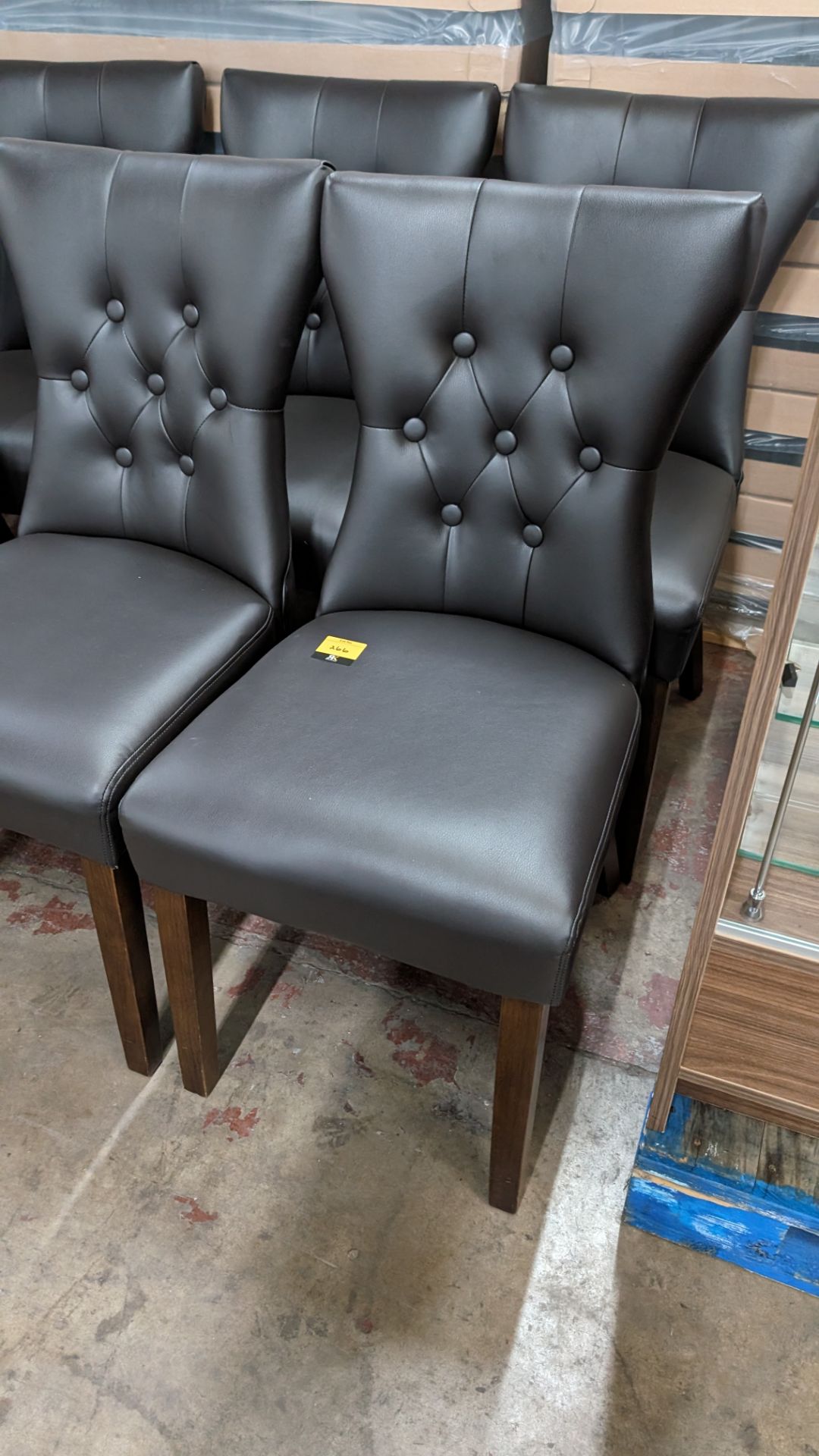 8 off matching pleather dark brown dining chairs - Image 3 of 7