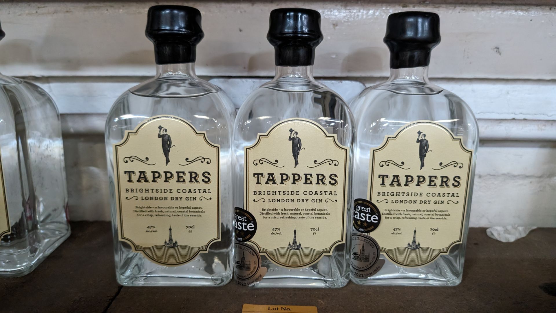 3 off 700ml bottles of Tappers 47% ABV Brightside Coastal London Dry Gin. Individually numbered bot - Image 2 of 4