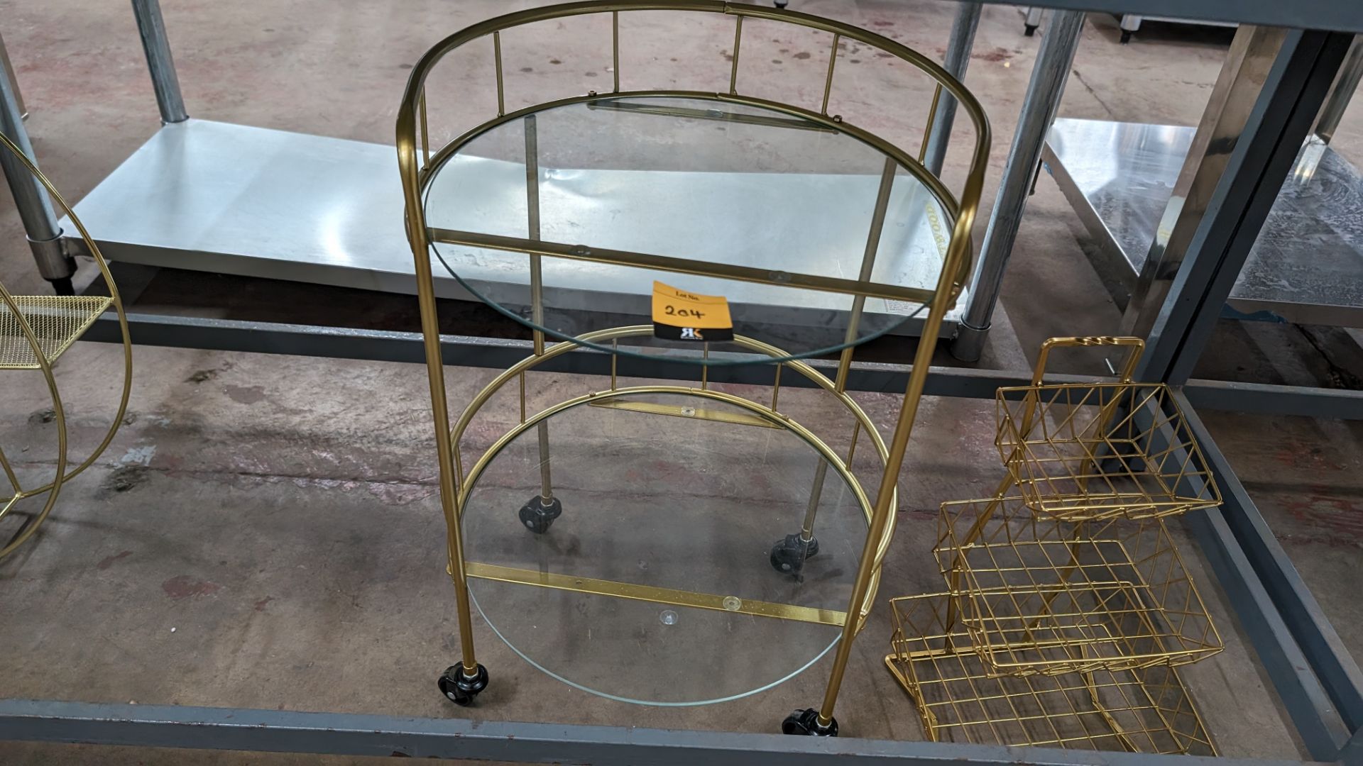 Mixed lot comprising gilt trolley plus multi-tier display stand - Image 3 of 5