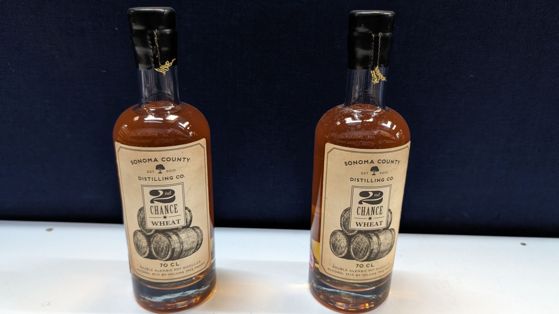 2 off 700ml bottles of Sonoma County 2nd Chance Wheat Double Alembic Pot Distilled Whiskey. 47.1% a