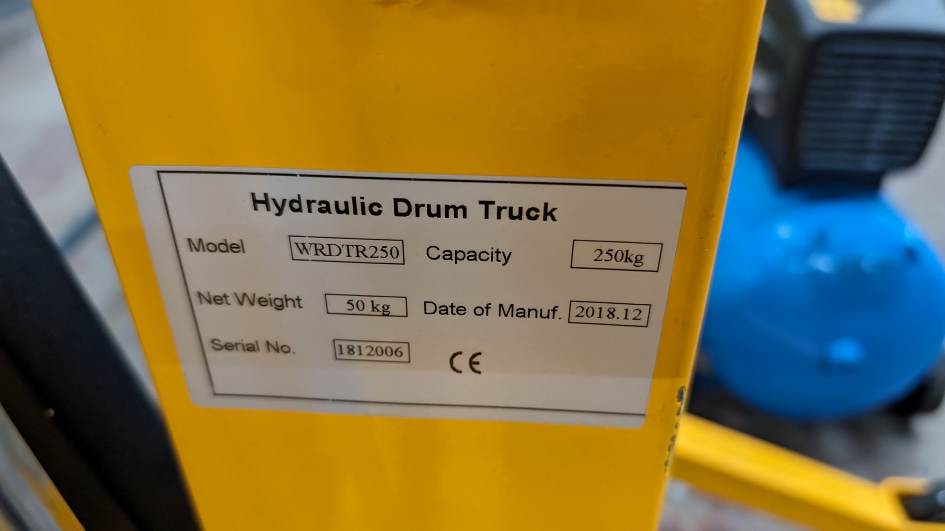 Warrior 250kg capacity hydraulic drum truck, model WRDTR250 - Bild 7 aus 8