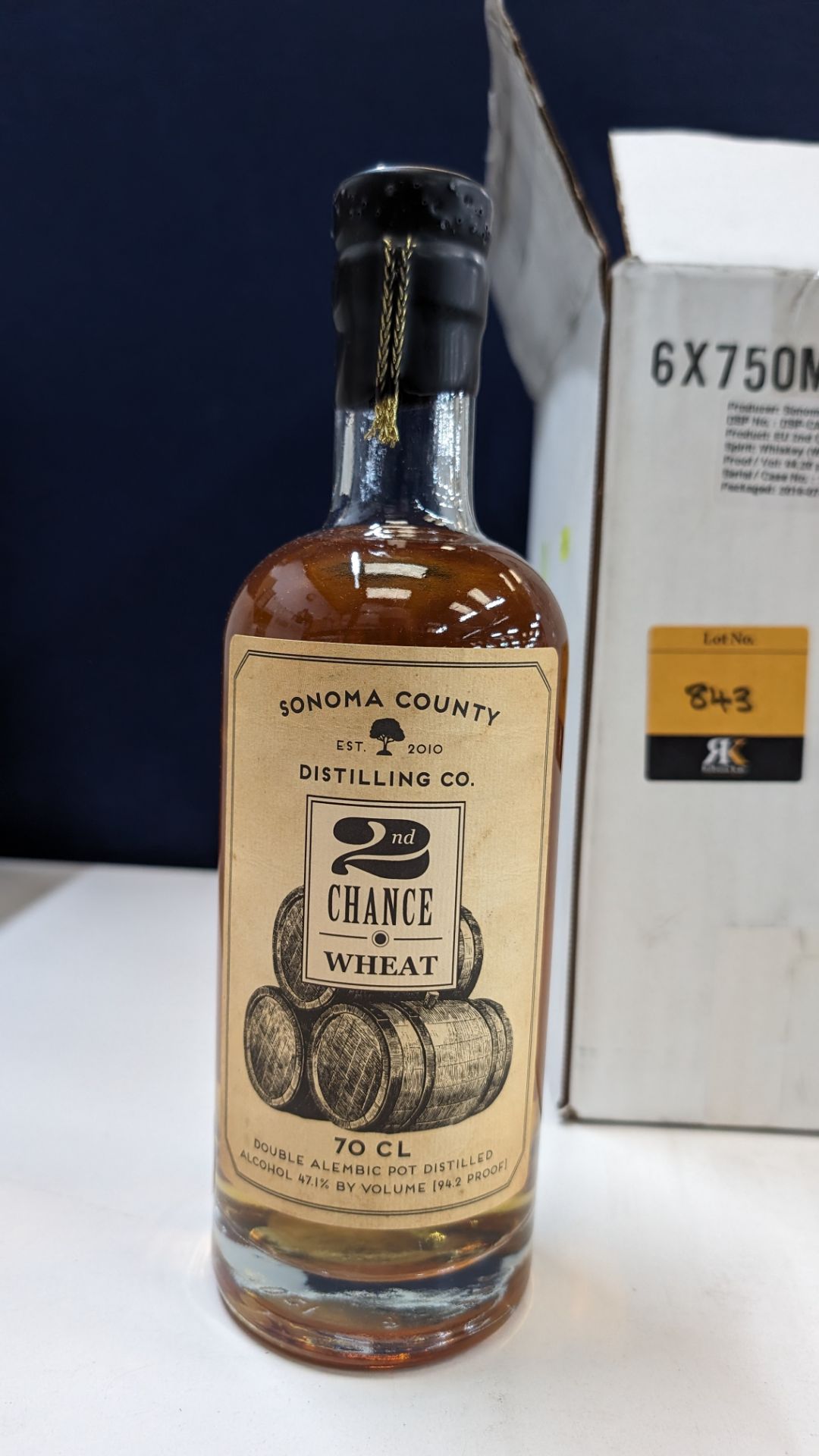6 off 700ml bottles of Sonoma County 2nd Chance Wheat Double Alembic Pot Distilled Whiskey. In white - Image 3 of 8