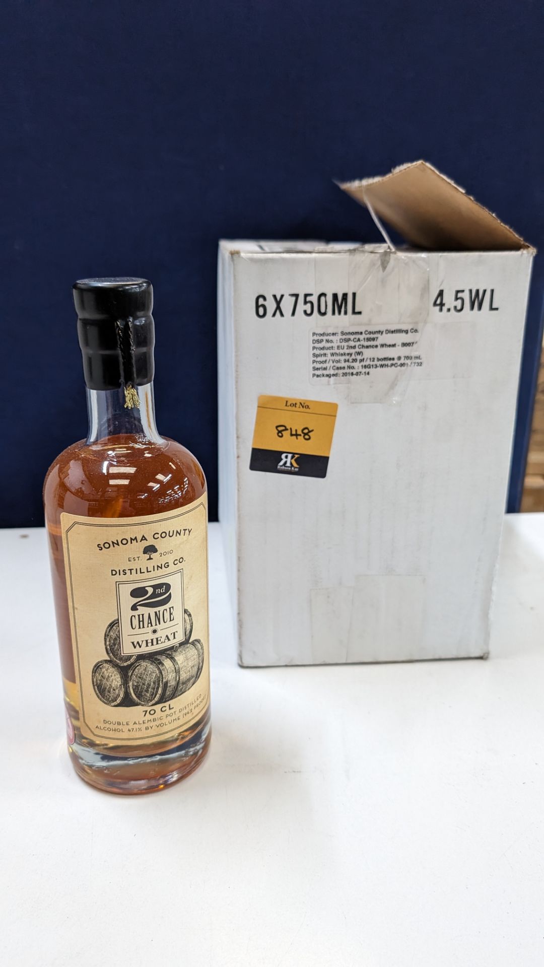 6 off 700ml bottles of Sonoma County 2nd Chance Wheat Double Alembic Pot Distilled Whiskey. In white - Image 2 of 8