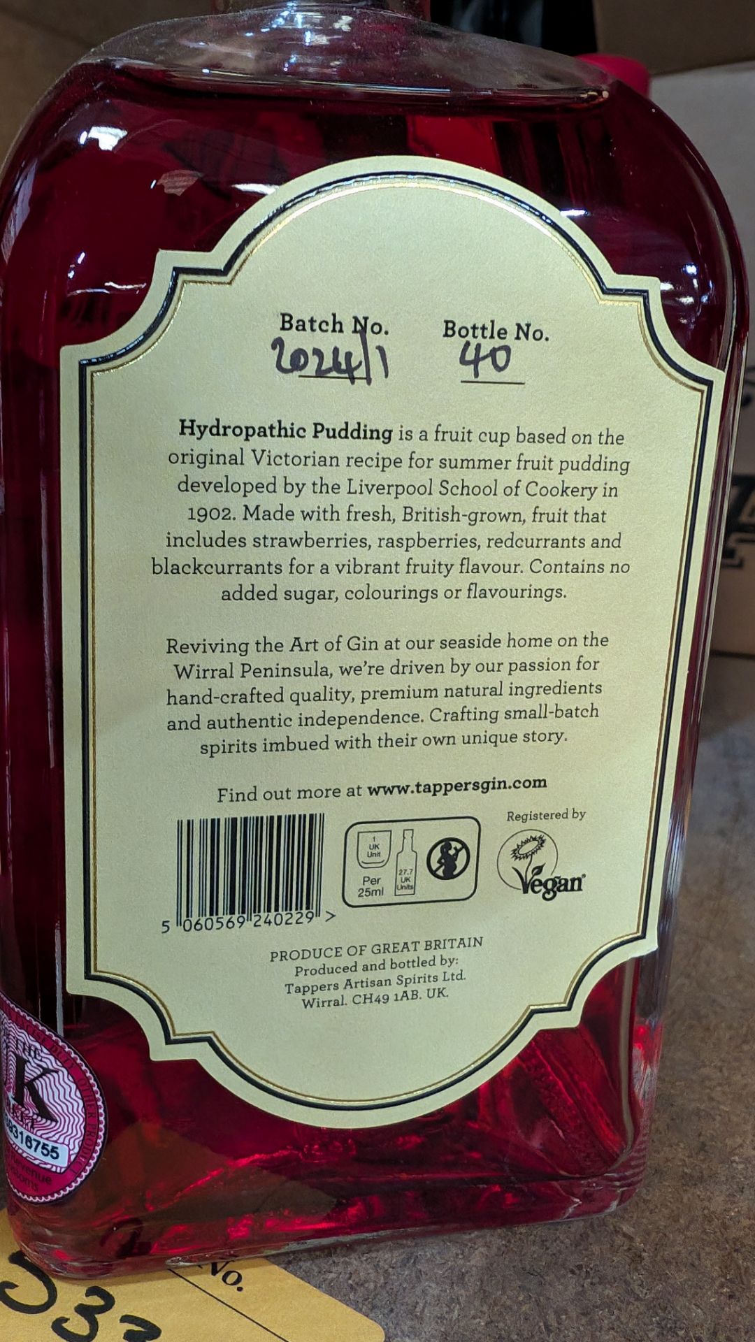 1 off 700ml bottle of Tappers Hydropathic Summer Fruit Cup, 32% ABV. Sold under AWRS number XQAW000 - Image 5 of 5