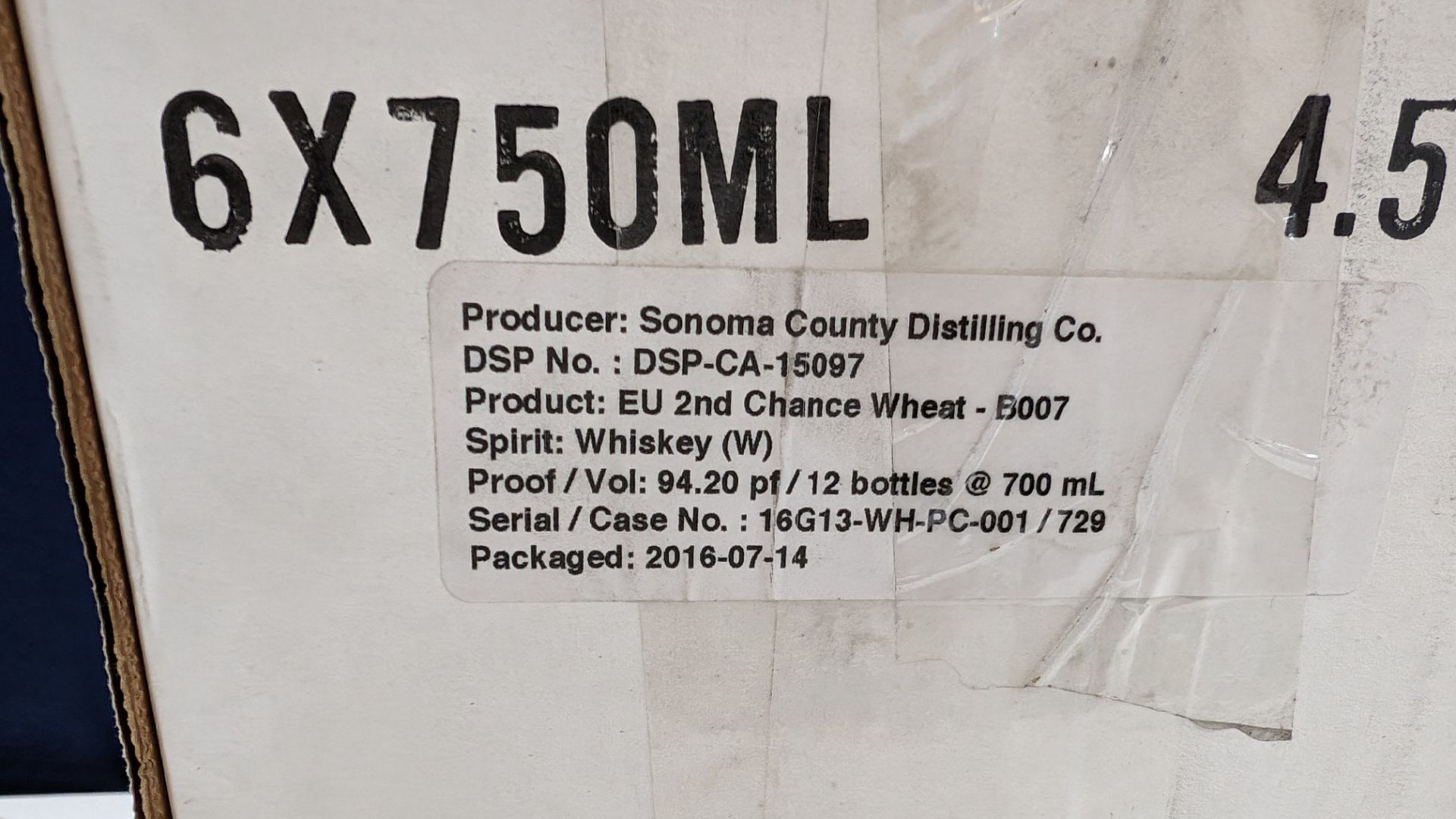 6 off 700ml bottles of Sonoma County 2nd Chance Wheat Double Alembic Pot Distilled Whiskey. In white - Image 8 of 9