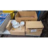 Quantity of Rijo and other cups and saucers in a total of 4 cardboard boxes