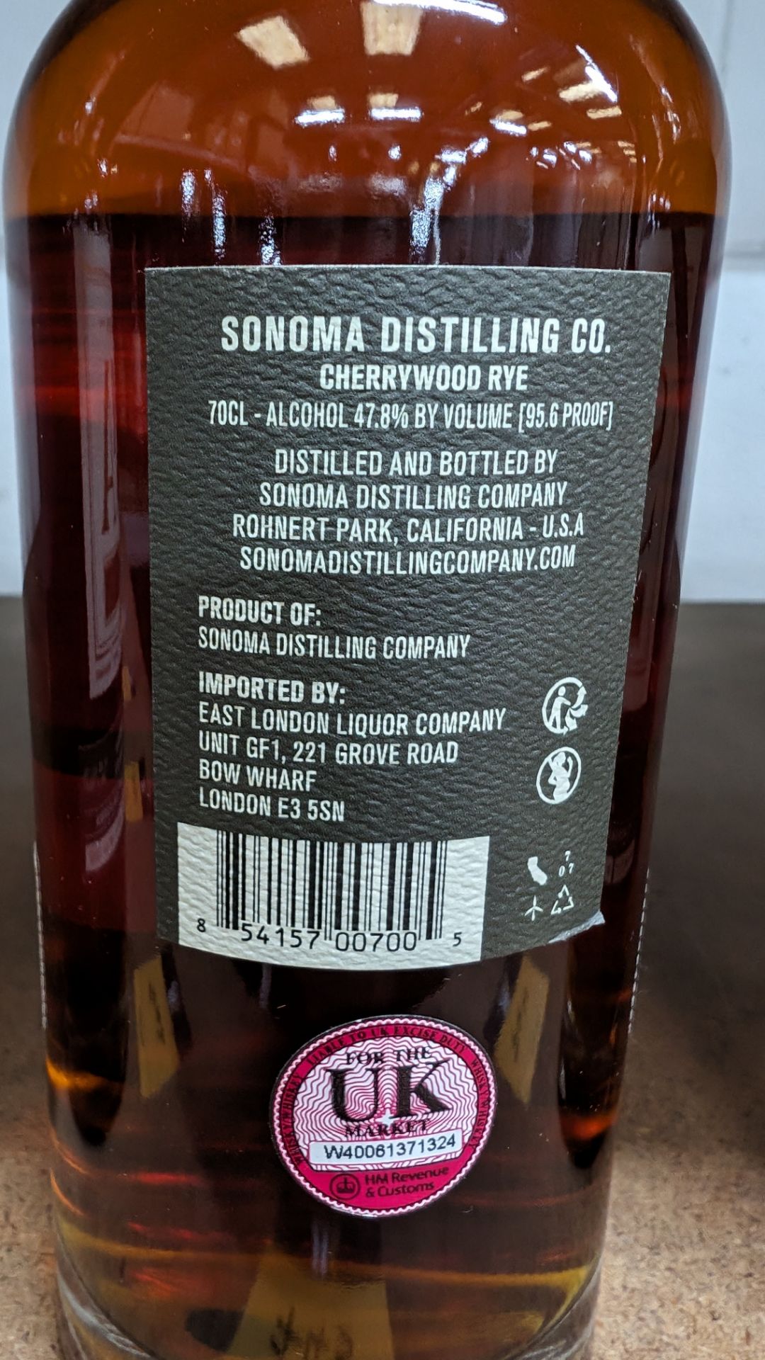 1 off 700ml bottle of Sonoma Cherrywood Rye Whiskey. 47.8% alc/vol (95.6 proof). Distilled and bot - Image 4 of 5