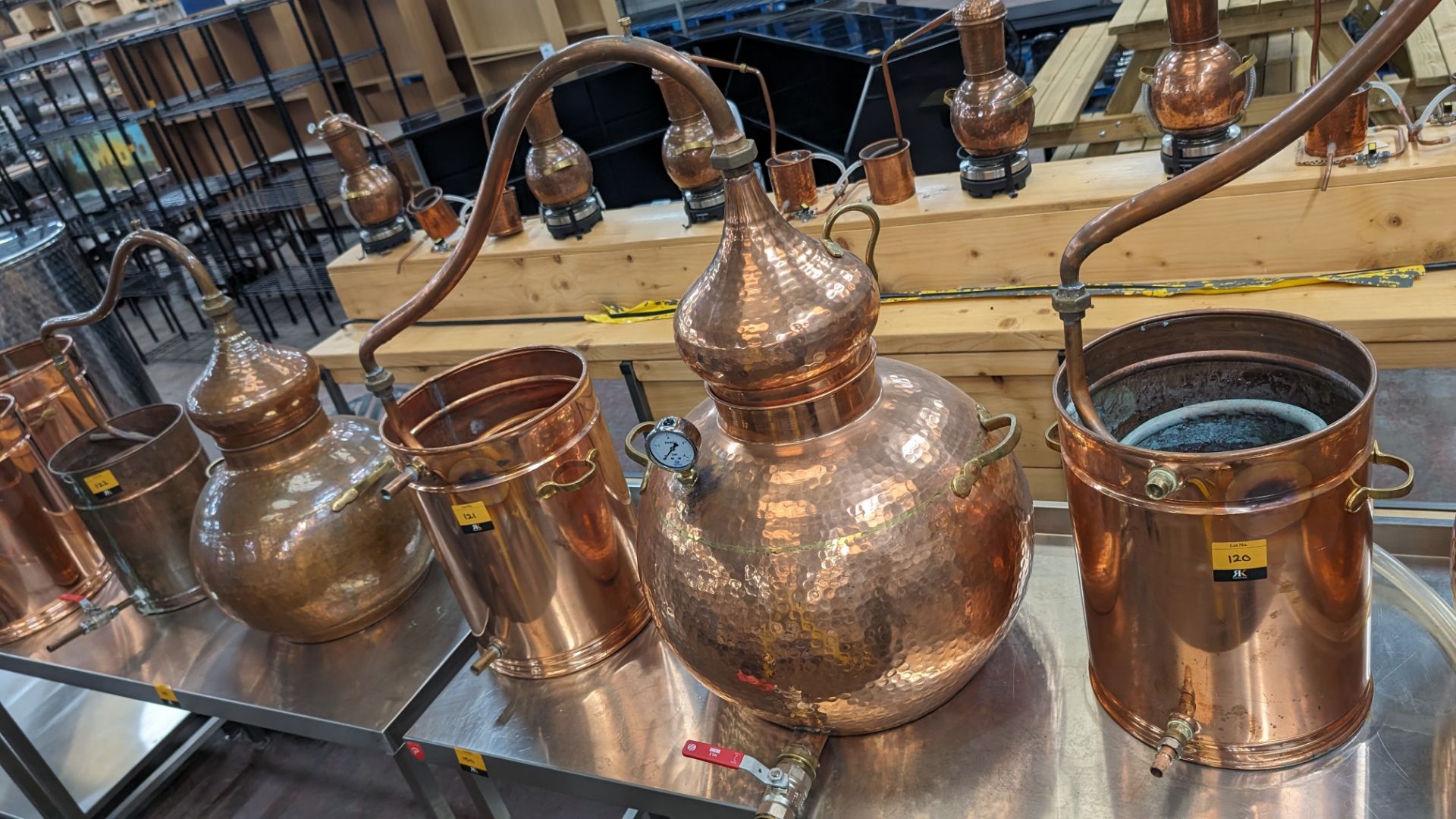 Copper Still with pipework and condenser. Including pressure gauge. Still understood to be 60L cap - Image 2 of 11