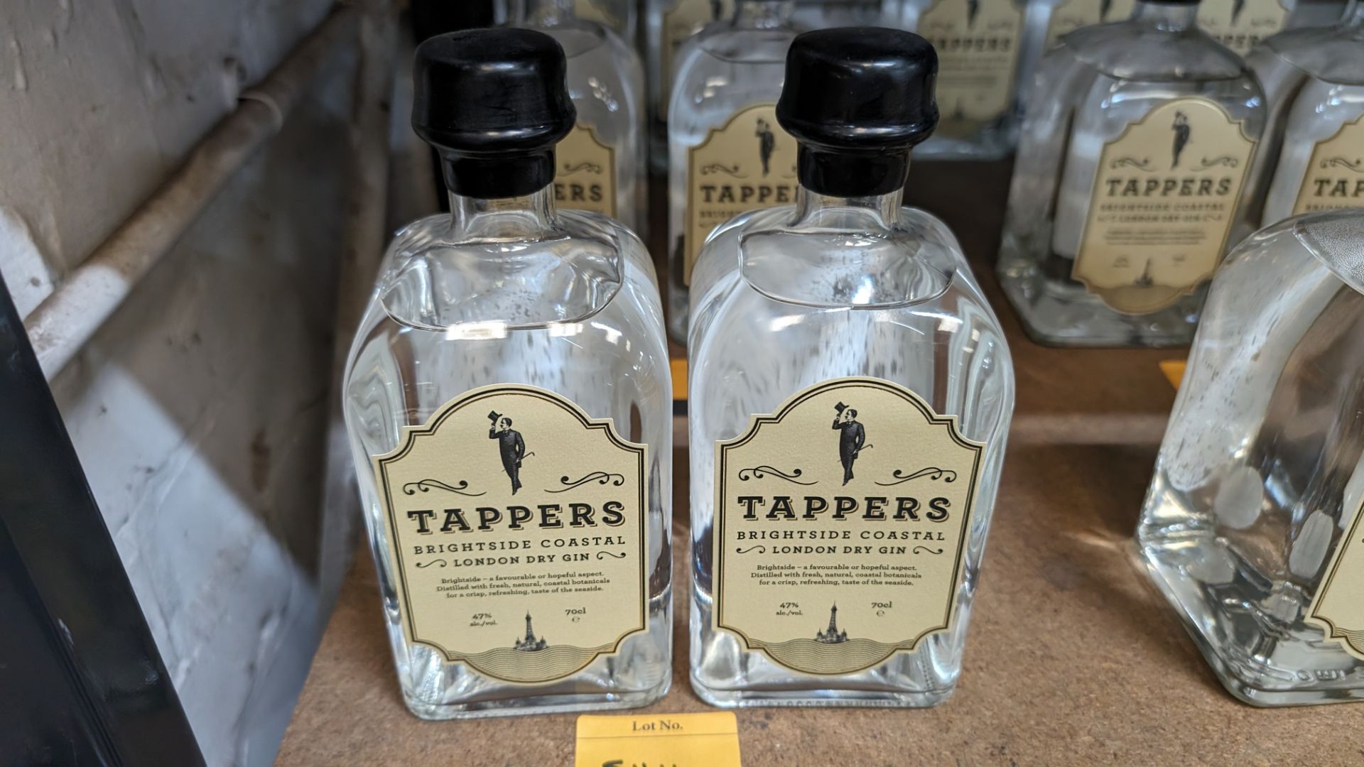 2 off 700ml bottles of Tappers 47% ABV Brightside Coastal London Dry Gin. Individually numbered bot