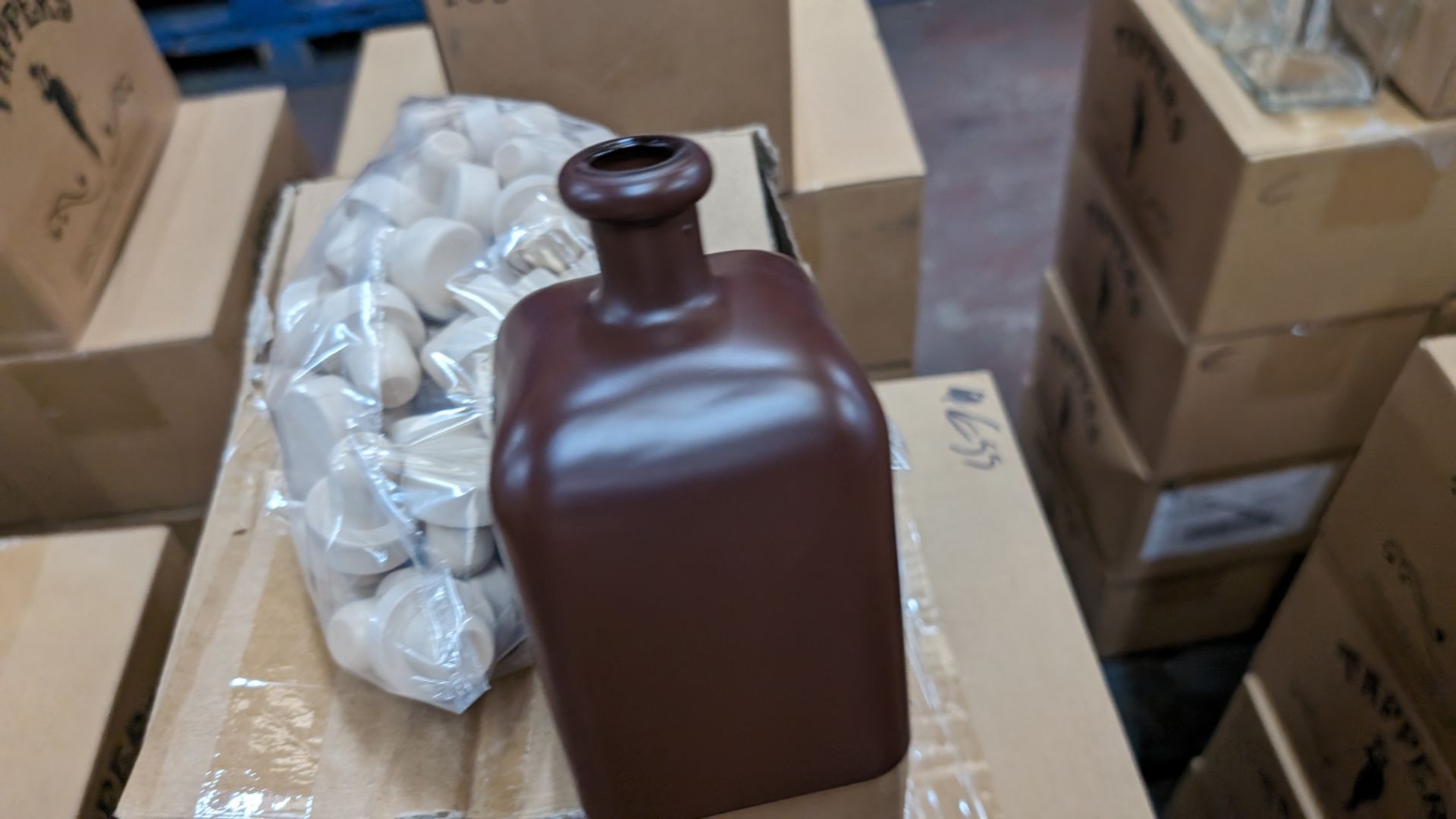 54 off 50cl/500ml professionally painted dark brown glass bottles, each including a stopper. The bo - Image 3 of 4