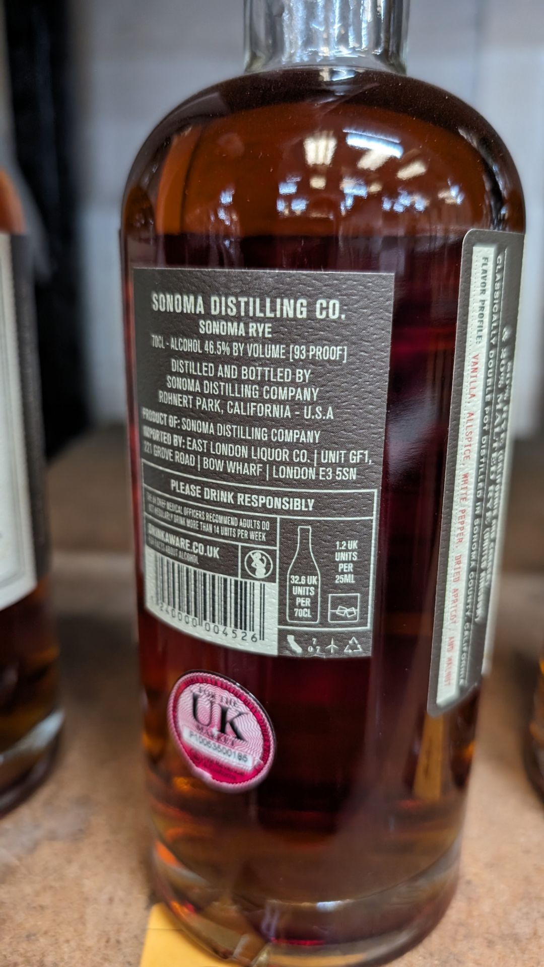 1 off 700ml bottle of Sonoma Rye Whiskey. 46.5% alc/vol (93 proof). Distilled and bottled in Sonom - Image 5 of 6