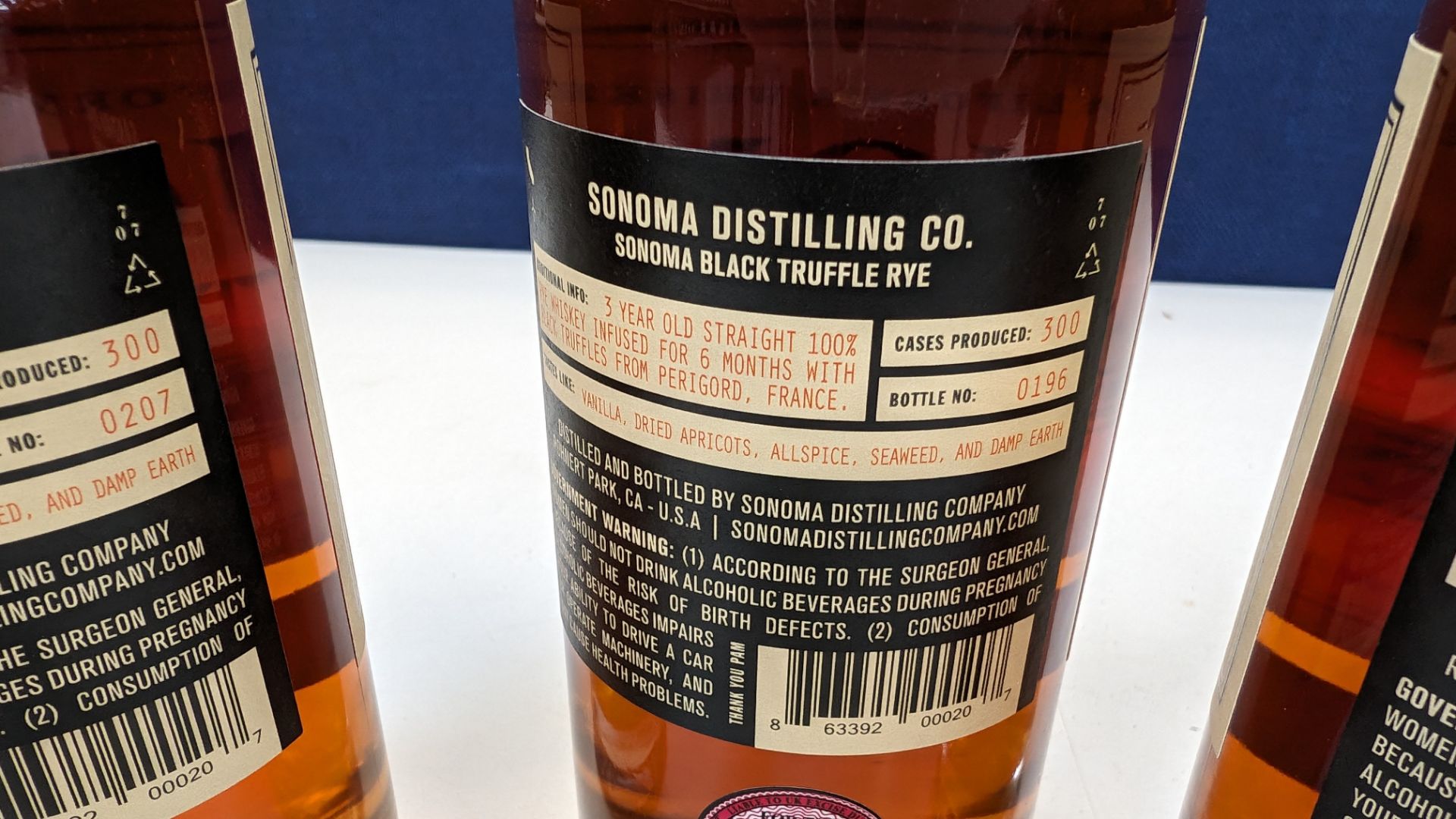 3 off 375ml bottles of Sonoma Black Truffle Rye Whiskey. 50% alc/vol (100 proof). Straight rye whi - Image 6 of 8