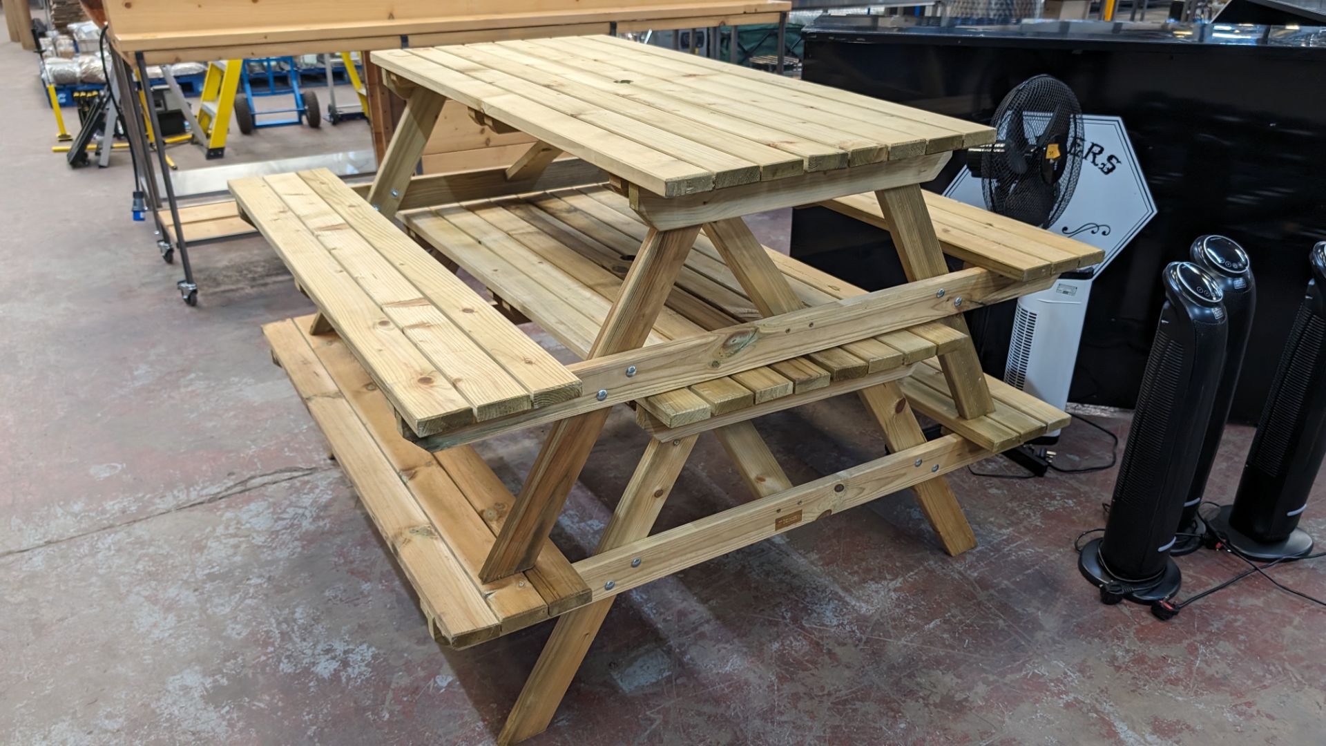 2 off Rowlinson wooden picnic benches, each with max dimensions including the seating sections of ap - Image 6 of 6