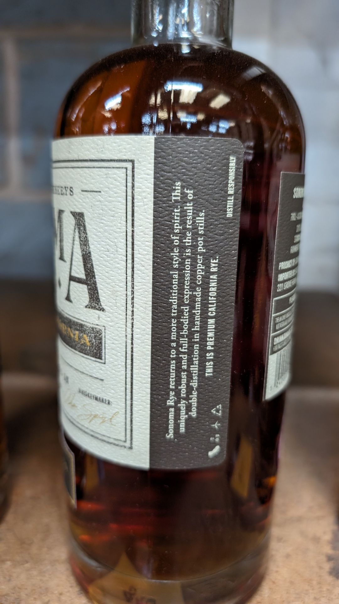 1 off 700ml bottle of Sonoma Rye Whiskey. 46.5% alc/vol (93 proof). Distilled and bottled in Sonom - Image 3 of 5