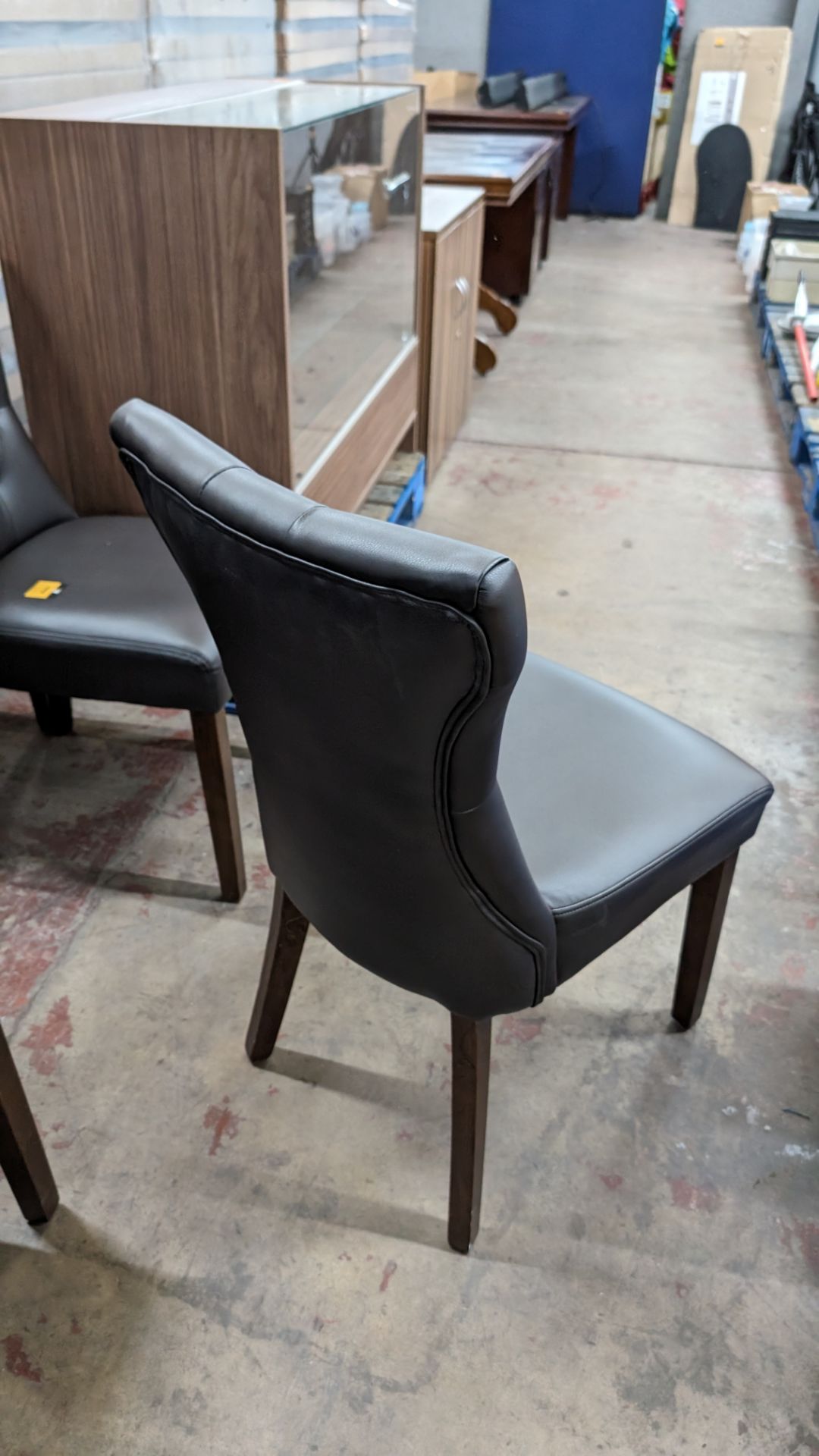 8 off matching pleather dark brown dining chairs - Image 5 of 7