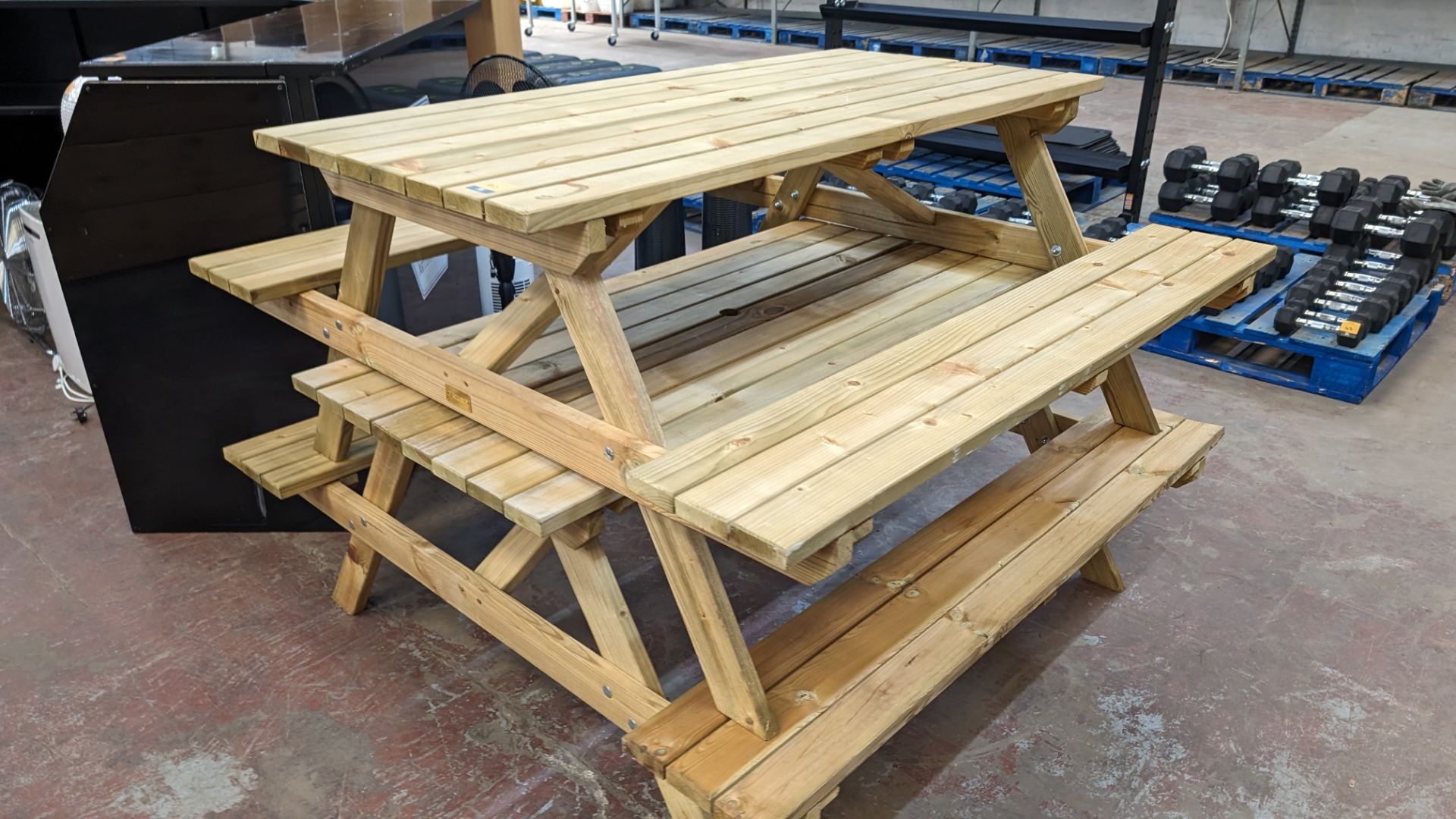 2 off Rowlinson wooden picnic benches, each with max dimensions including the seating sections of ap - Image 3 of 6