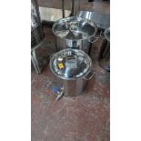 2 off assorted size brew kettles. Each with their own lid. Capacities: 70L and 30L