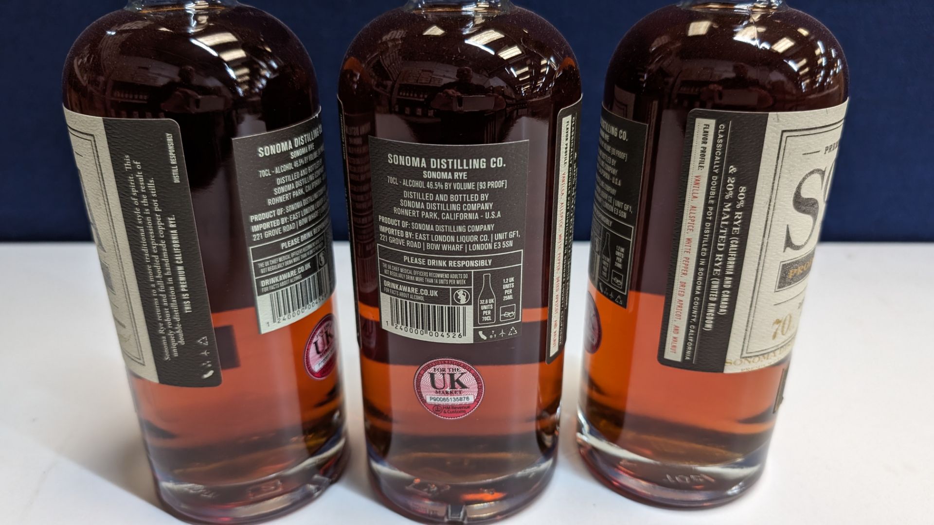 3 off 700ml bottles of Sonoma Rye Whiskey. 46.5% alc/vol (93 proof). Distilled and bottled in Sono - Image 5 of 6