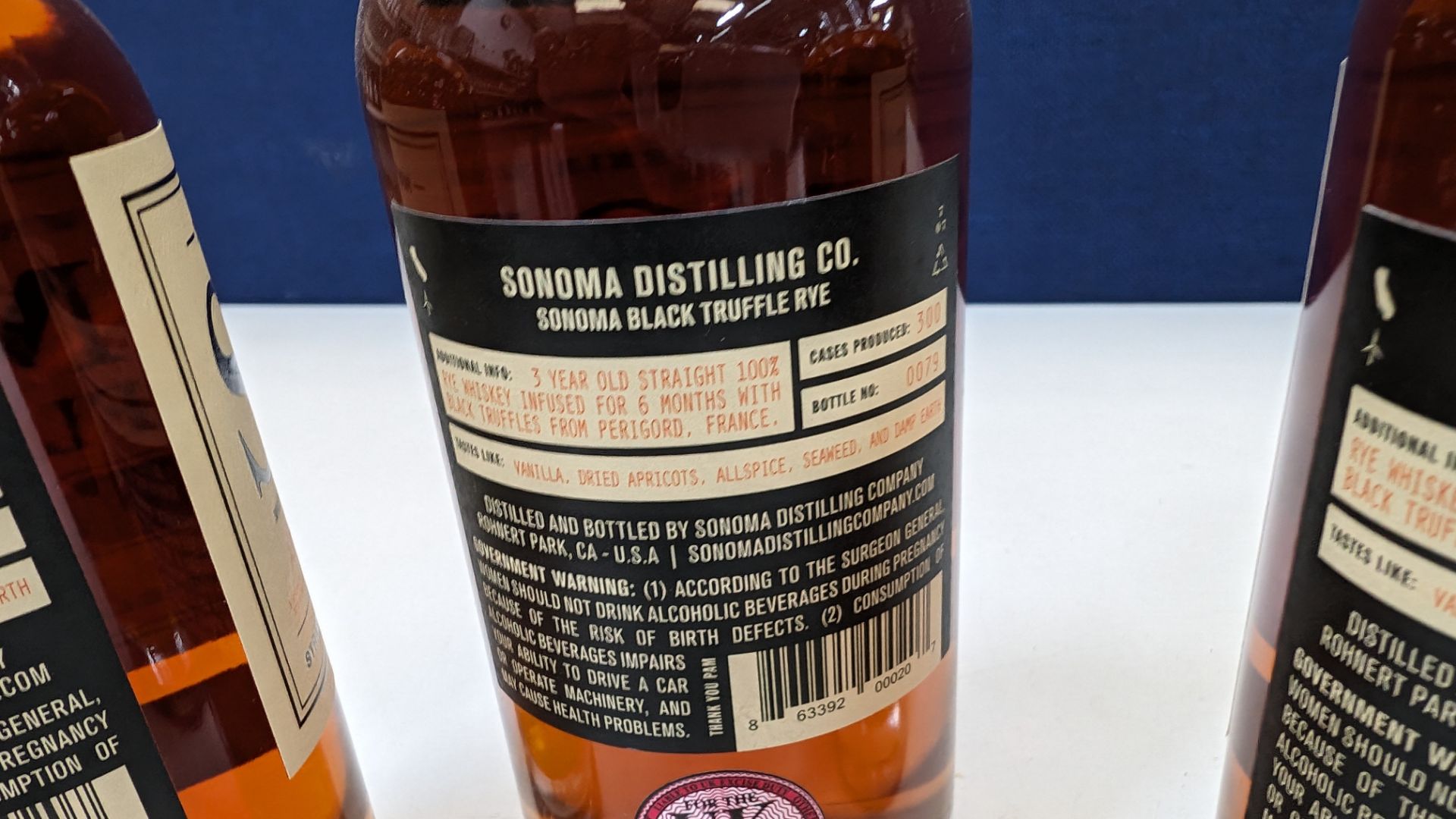 3 off 375ml bottles of Sonoma Black Truffle Rye Whiskey. 50% alc/vol (100 proof). Straight rye whi - Image 5 of 7