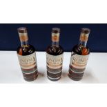 3 off 700ml bottles of Sonoma Cherrywood Rye Whiskey. 47.8% alc/vol (95.6 proof). Distilled and bo