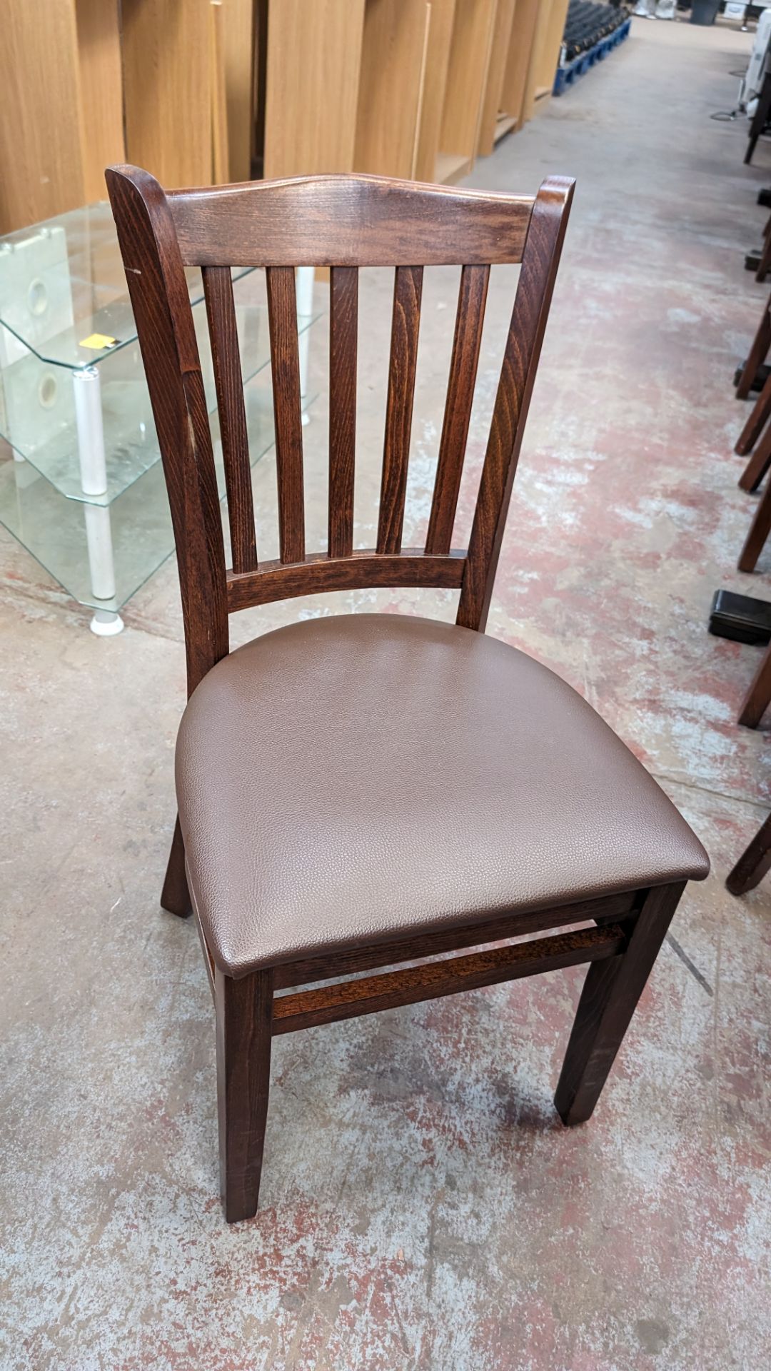 12 off matching high back wooden dining chairs with upholstered seat bases. NB: The chairs in this - Image 2 of 3